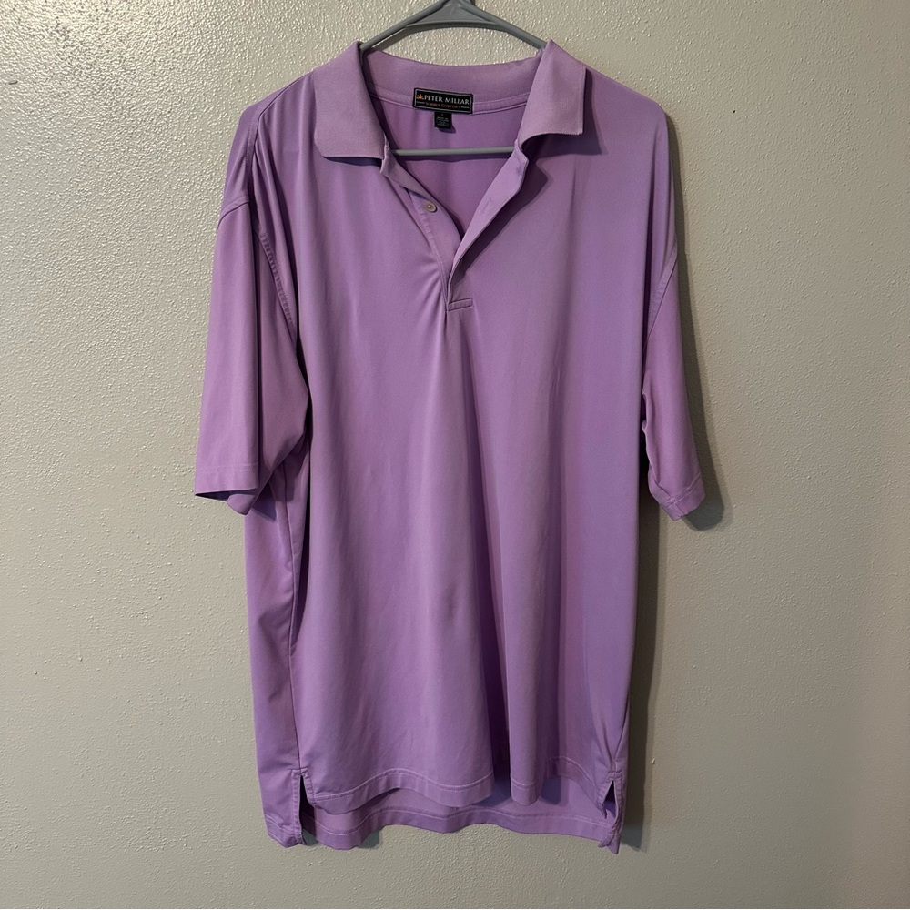 Peter Millar Summer Comfort Polo Shirt Mens Large Purple Golf Performance